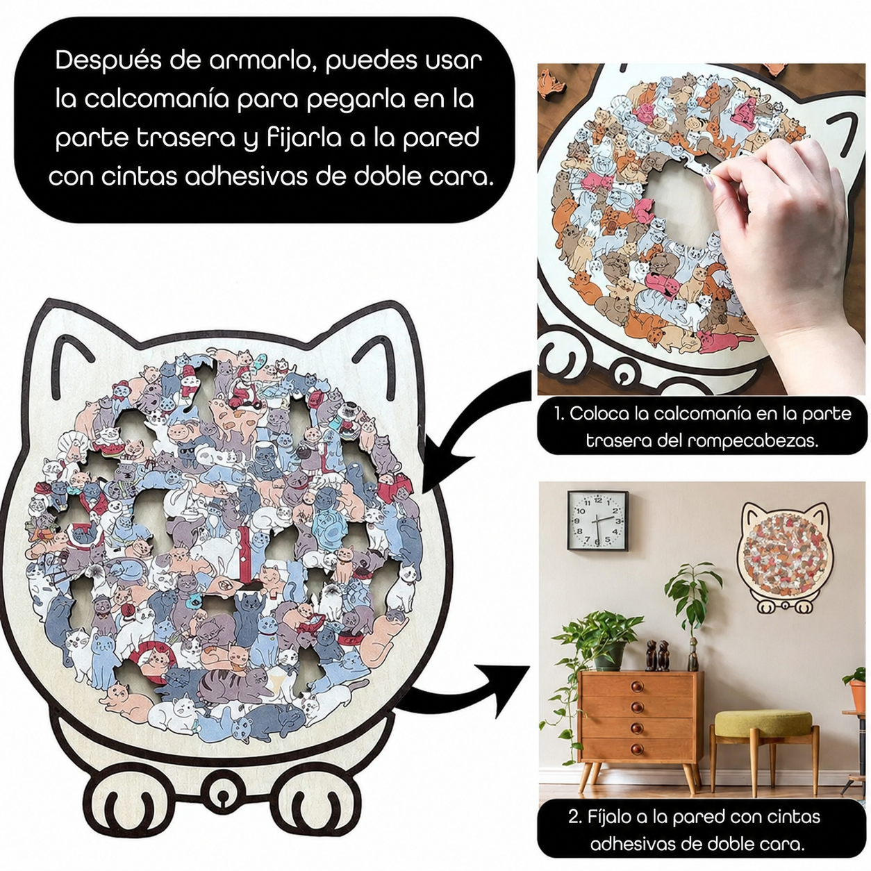 ZenPaws™ – Rompecabezas de Madera Gato | 135 Piezas para Relajación y Decoración
