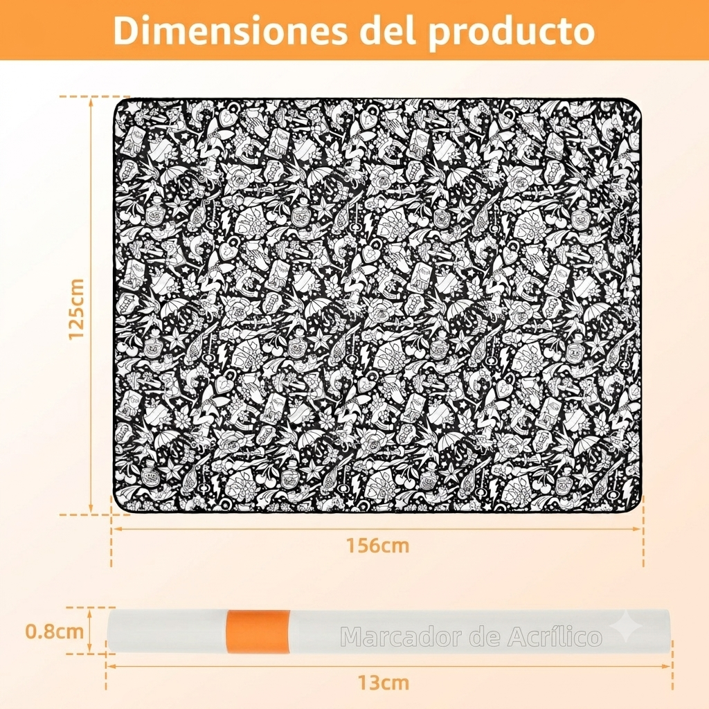 ZenDoodle™ – Manta para Colorear DIY con 24 Marcadores incluidos | Terciopelo Lavable y Reutilizable