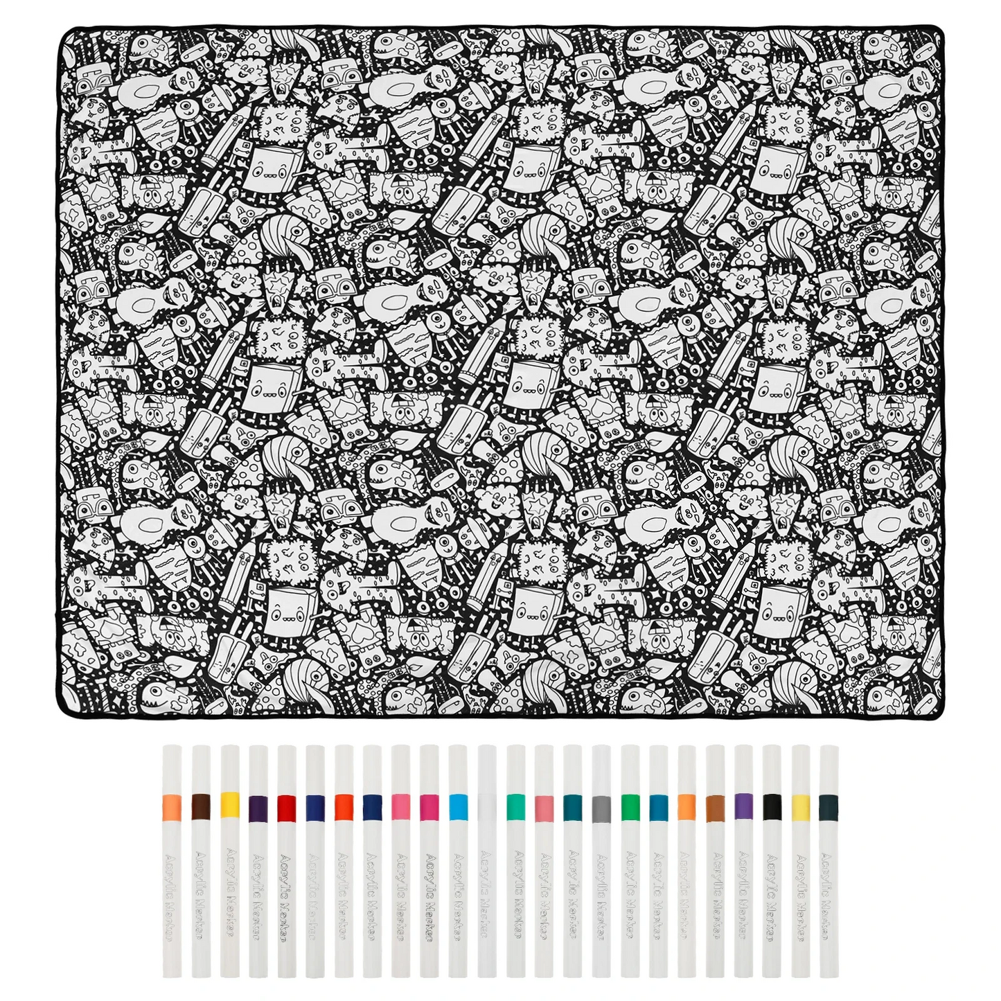 ZenDoodle™ – Manta para Colorear DIY con 24 Marcadores incluidos | Terciopelo Lavable y Reutilizable